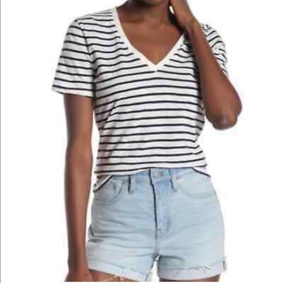 Madewell Tops - Madewell Striped VNeck Tee NWT Sz S